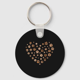 Black Orange Plaid Dog Flying Paw Heart Halloween Keychain