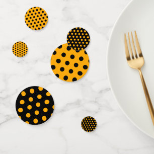 Black Orange Polka Dot Pattern Halloween Party Confetti