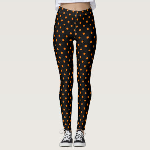Black & Orange Polka Dots Leggings