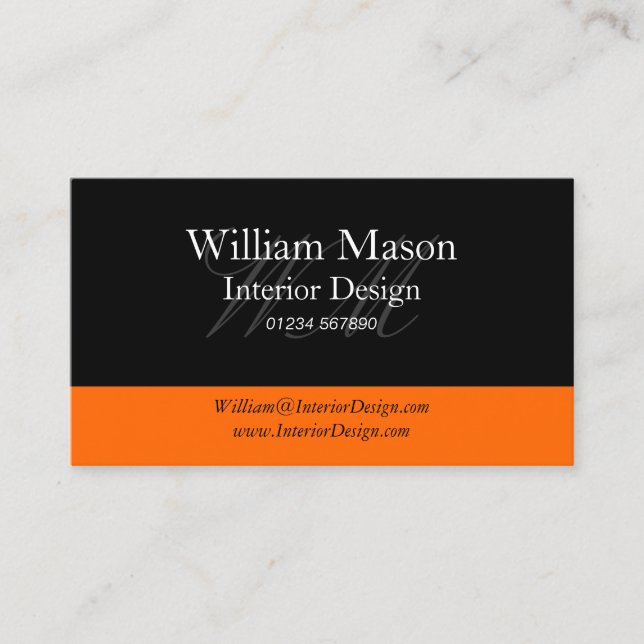 Black & Orange Professional Business Card (Front)