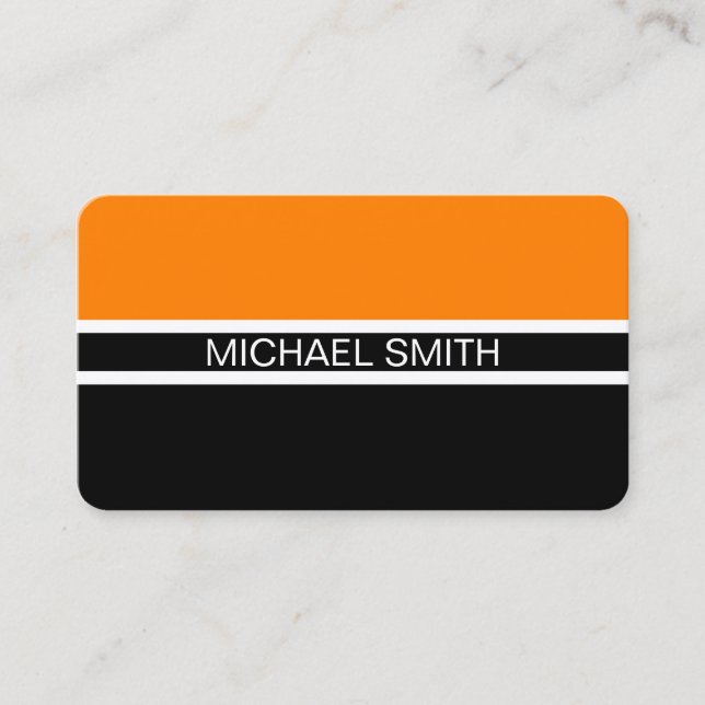 Black Orange Professional Elegant Modern Business Card (Front)