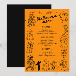Black & Orange Quirky Hand Drawn Halloween  Menu