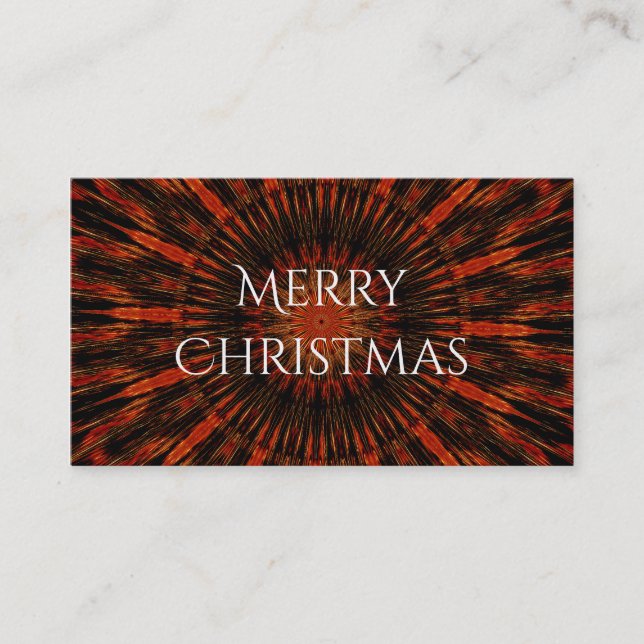 Black Orange Red Kaleidoscopic Design Business Card (Front)