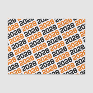 Black & Orange Repeating Class Year Graduation Tissue Paper