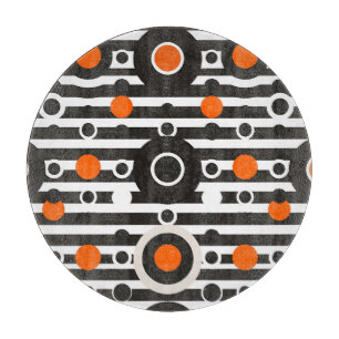 Black Orange Retro Circle Stripe Cutting Board