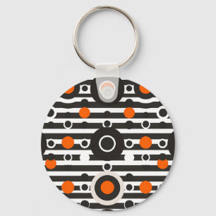 Black Orange Retro Circle Stripe Keychain