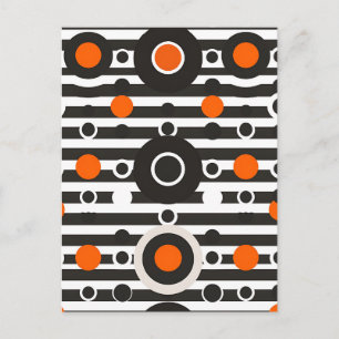 Black Orange Retro Circle Stripe Postcard