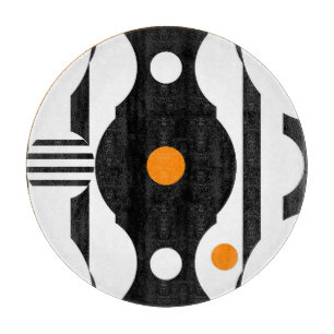 Black Orange Retro Mod Geometric Cutting Board