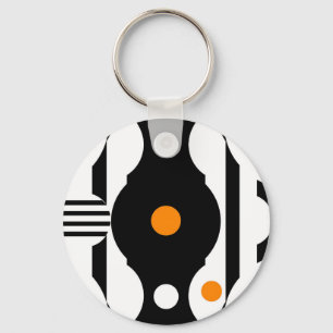Black Orange Retro Mod Geometric Keychain