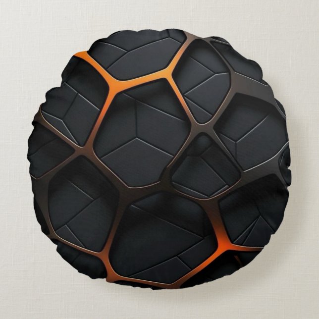 Black Orange Round Pillow (Front)