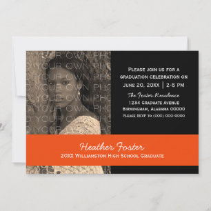 Black/Orange School Colour Blocks Grad Invite