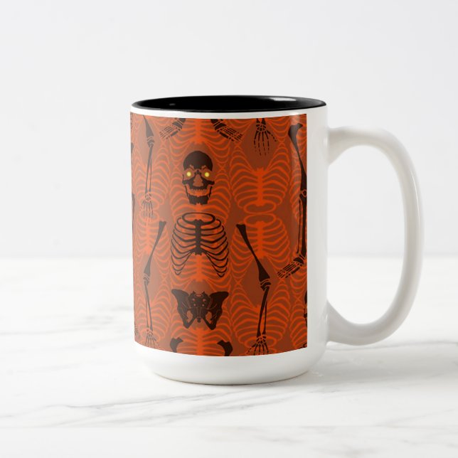 Black & Orange Skeletons Halloween Mug (Right)