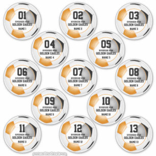 black orange soccer team colours set of 13 custom