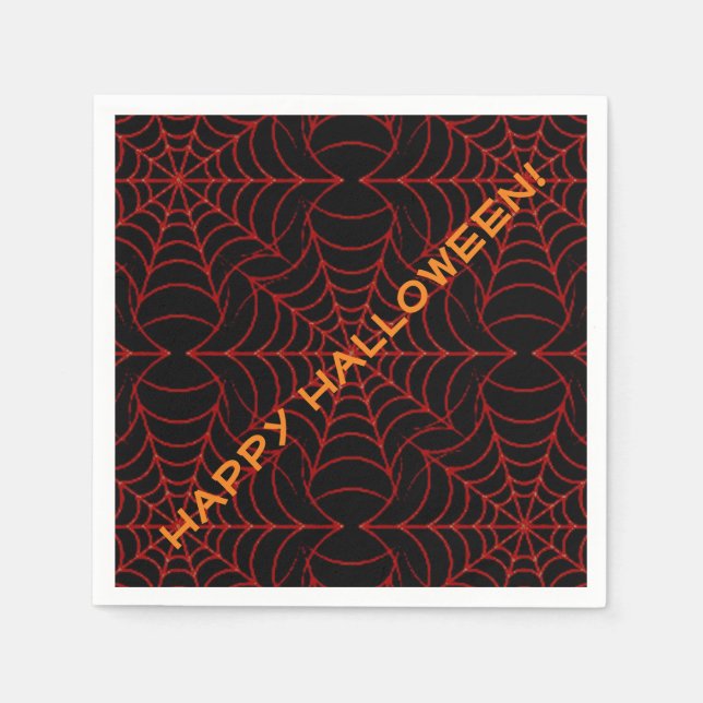 Black & Orange Spider Web Pattern Napkins (Front)
