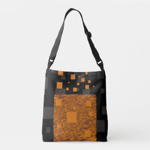 Black Orange Squares Float Mystery Brown Abstract  Crossbody Bag