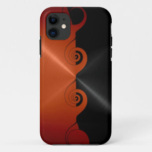 Black Orange Stainless Metallic Swirl Pattern 4 iPhone 11 Case