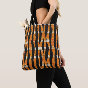 Black Orange Stripe Pattern Tote Bag