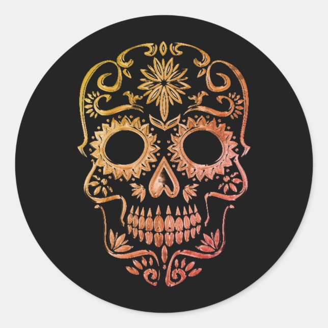 Black/Orange Sugar Skull/Day of the Dead Stickers (Front)