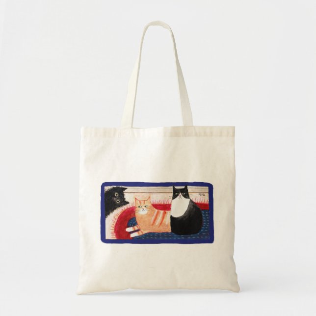 Black Orange tabby Ginger Tuxedo Funny Cat Lover  Tote Bag (Front)