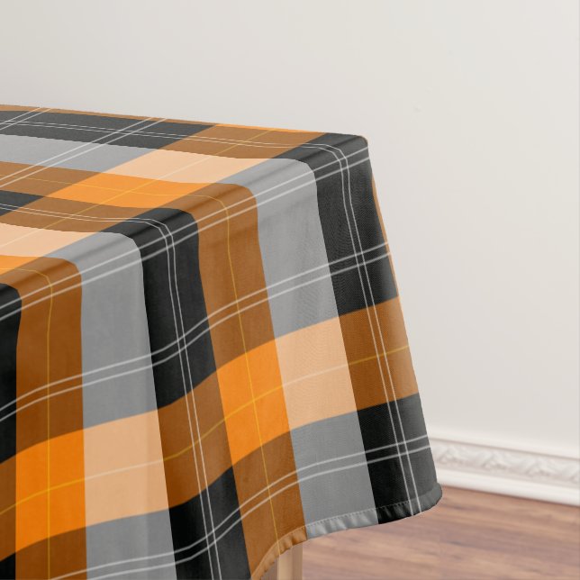 Black ,orange tartan / plaid pattern table cloth (In Situ)