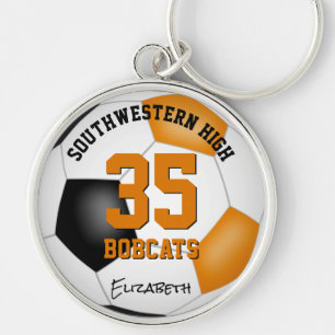 black orange team colors girls boys sporty soccer keychain