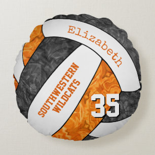 black orange team colours gifts girls volleyball round pillow