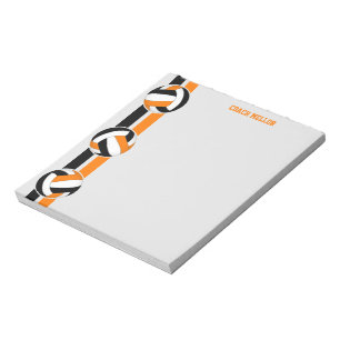black orange team colours volleyball coach custom notepad