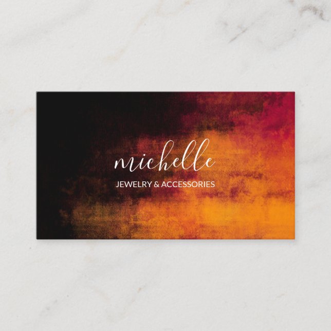 Black Orange Texture Background Business Card (Front)