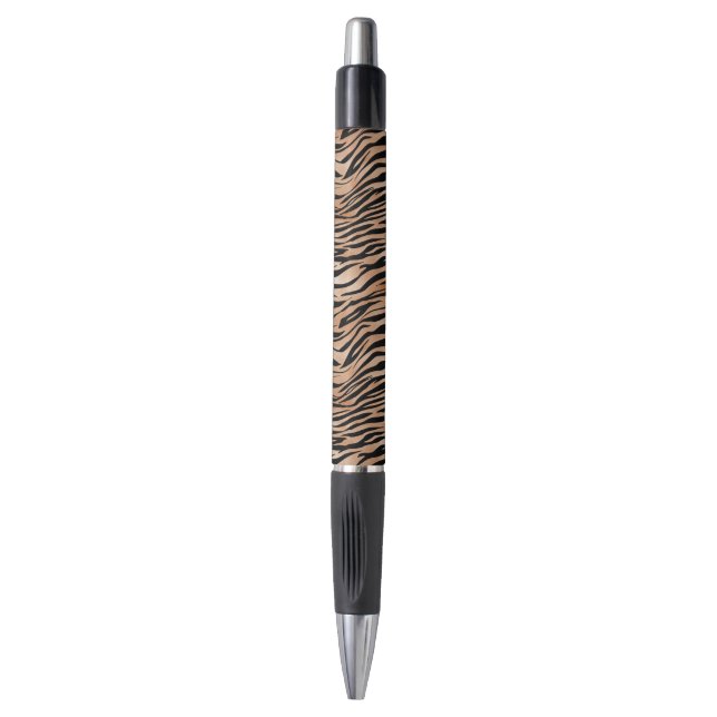 Black Orange Tiger Print Pen (Front Vertical)