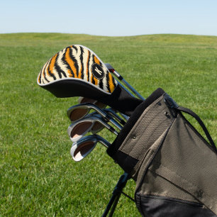 Black Orange Tiger Stripes Pattern Monogram Golf Head Cover