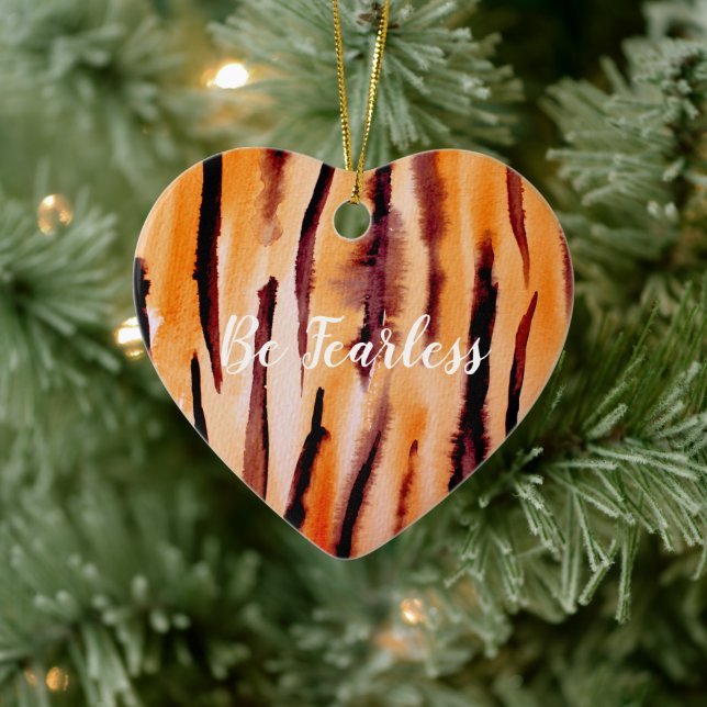 Black Orange Tiger Watercolor Ceramic Ornament (Tree)