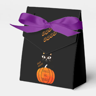 Black Orange Trick or Treat Cat Pumpkin Halloween Favor Box