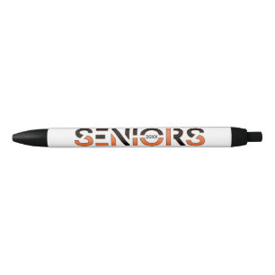 Black & Orange Two-Colour Seniors Sliced Letters Black Ink Pen