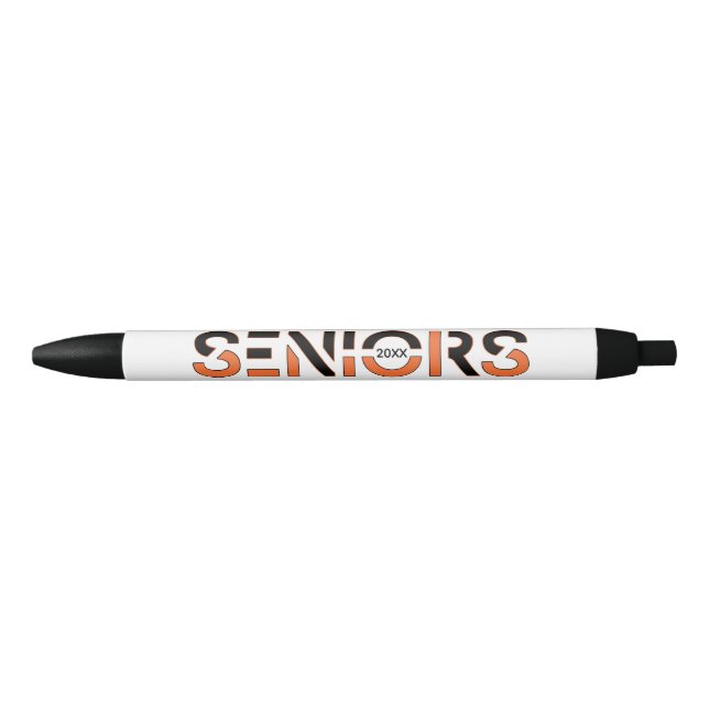 Black & Orange Two-Colour Seniors Sliced Letters Black Ink Pen (Front)