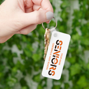 Black & Orange Two-Colour SENIORS Sliced Letters Keychain