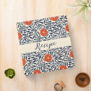 Black & Orange Vintage Floral Pattern Elegant Binder