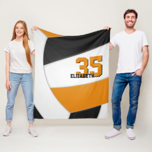 black orange volleyball kids sports room decor fleece blanket