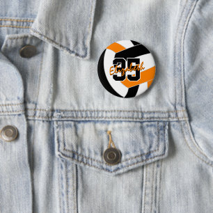 black orange volleyball team colours 2 inch round button