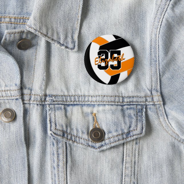black orange volleyball team colours 2 inch round button (In Situ)