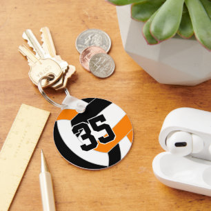 Black orange volleyball team colours keychain