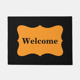 Black Orange Welcome Custom Personalized Doormat