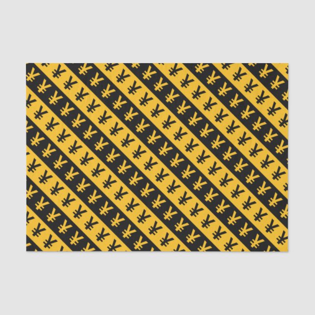 Black & Orange Yen Signs (¥) Striped Pattern Tissue Paper (Front)