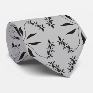Black Orchid Abstract Flower Pattern Tie