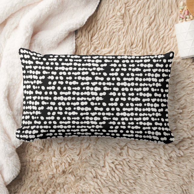 Black Organic Dots Markmaking Pattern Lumbar Pillow (Blanket)