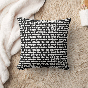 Black Organic Dots Markmaking Pattern Throw Pillow