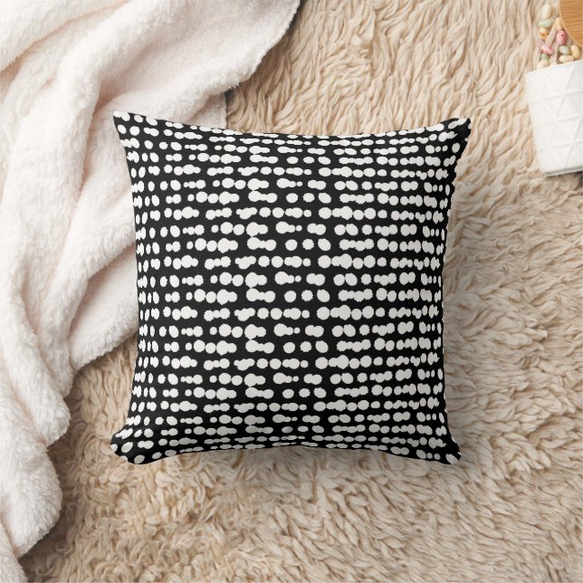 Black Organic Dots Markmaking Pattern Throw Pillow (Blanket)