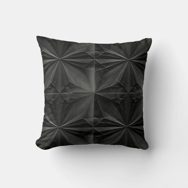 Black Origami Pattern Throw Pillow (Front)