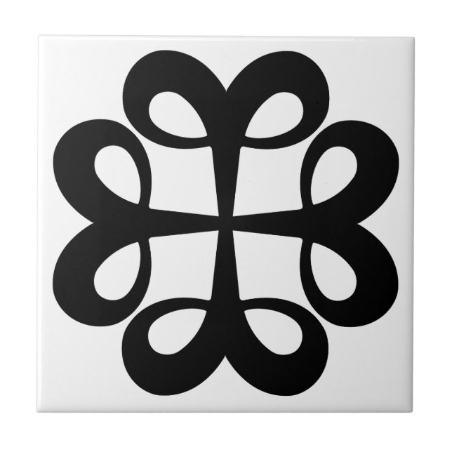 Black ornament design on white tile (Front)
