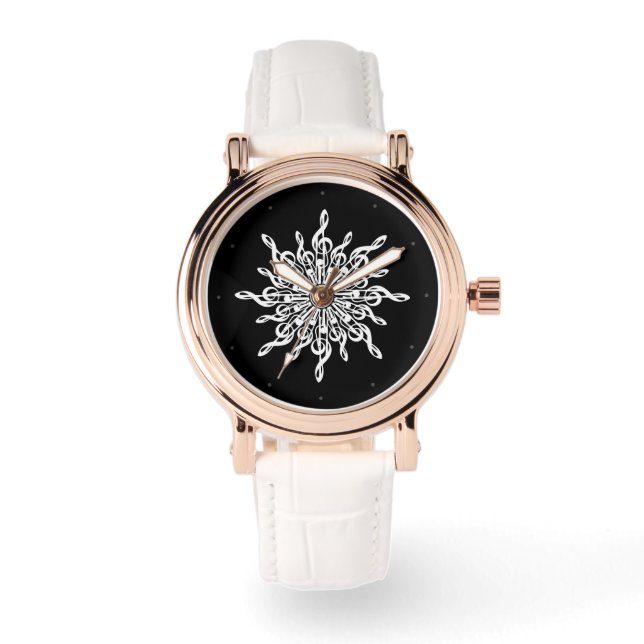 Black Ornamental Treble Clef Watch (Front)
