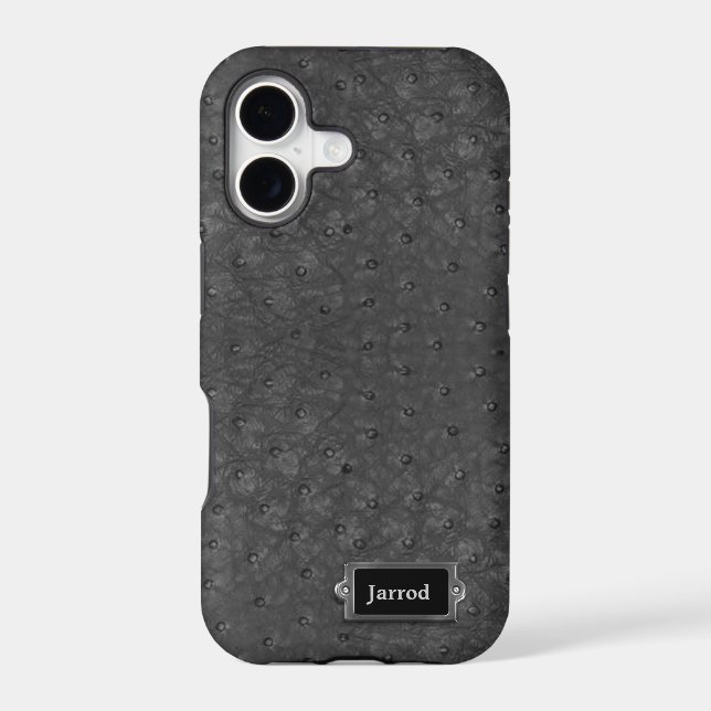 Black Ostrich Leather Look iPhone 7 Plus Case (Back)